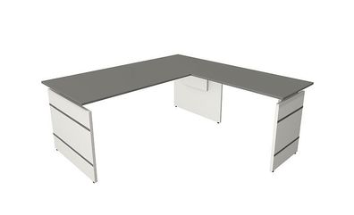 Kerkmann Schreibtisch Form 4 180x80x68-76 cm m. Anbautisch 100x60 cm Wangen-Gestell