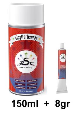 Set 2 : 150ml Vinylfarbe Signalrot RAL 3001 & 8gr Flüssigleder Tube