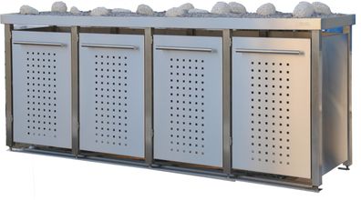 Mülltonnenbox Typ-MW, 4x 120l, Türfarbe Edelstahl F-Design - Edelstahl