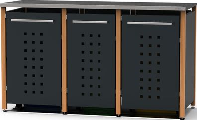 reinkeDESIGN | Tonnen-Verkleidung 2x240 &amp; 1x120L | Typ L | F Pultdach - Lärche -