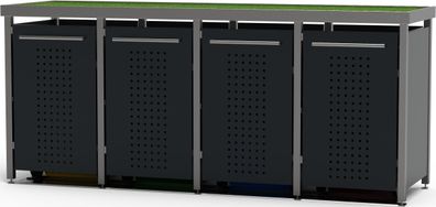 Mülltonnenhaus Typ-MW, 4x 240l, Türfarbe Anthrazit F-Design - Pflanzenw