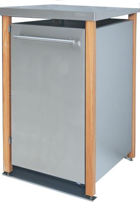 Müllbox Typ-LD, 1x 120l, Türfarbe Edelstahl Pultdach - Edelstahl