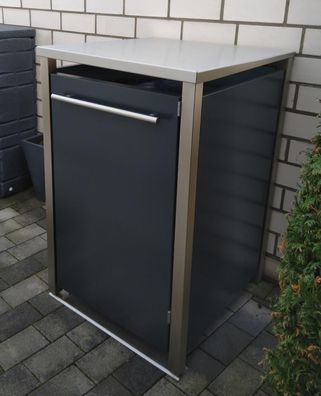 Mülltonnenbox Typ-MD, 1x 120l, Türfarbe Anthrazit Pultdach - Anthrazit