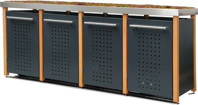 Müllbox Typ-LW, 4x 120l, Türfarbe Anthrazit F-Design - Pflanzenw