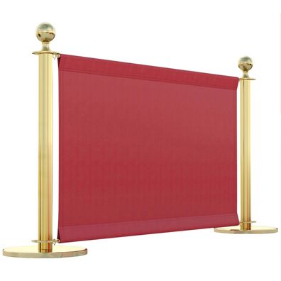 ROYAL | Cafe Absperrung | 150x70 | Rot/Gold | 2xPfosten | Gastro Sichtschutz Tuch Ba