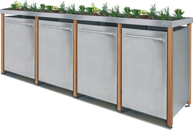Mülltonnenverkleidung Typ-LW, 4x 120l, Türfarbe Edelstahl Edelstahl - Pflanzen