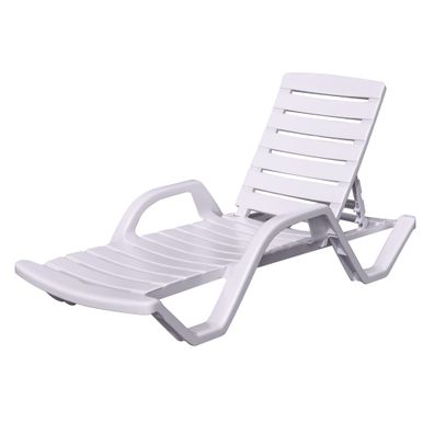 2er-Set HAWAI | Sonnenliege | Kunststoff | + Arm | Weiß | Stapelbar | Strandliege, Bä