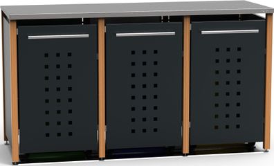 reinkeDESIGN | Müllhäuschen 3x120L | Typ L | Flachdach, Lärc Pultdach - 3 x 120l