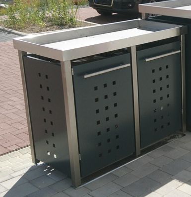 Mülltonnenhaus Typ-MW, 2x 120l, Türfarbe Anthrazit Pflanzenwanne - 2 x