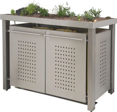 Müllbox Typ-EW, 2x 240l, Türfarbe Edelstahl F-Design - Edelstahl