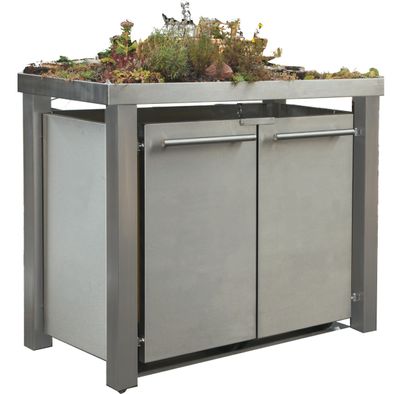 Mülltonnenhaus Typ-EW, 2x 240l, Türfarbe Edelstahl Edelstahl - Pflanzen