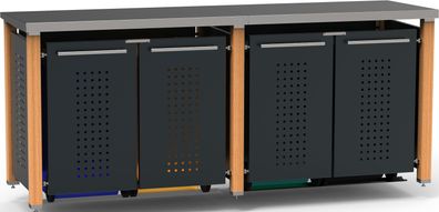 Müllbox Typ-HD, 4x 240l, Türfarbe Anthrazit Pultdach - F-Design