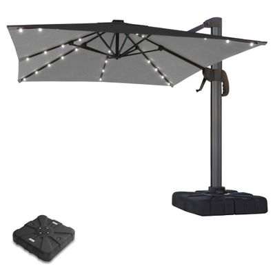 SUN LUIS | Sonnenschirm | Quadratisch | B: 300 x 300 cm | Schwarz | LED | + Ständer