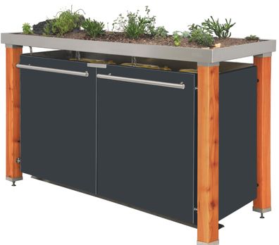 reinkeDESIGN | Mülltonnen-Verkleidung 3er 240L | Typ H | Pfl Pflanzenwanne - Lärc