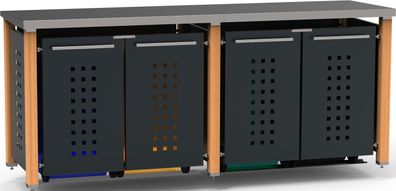 Mülltonnenbox Typ-HD, 4x 240l, Türfarbe Anthrazit T-Design - Lärche