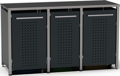 Mülltonnenbox Typ-MD, 2x 240l + 1x 120l, Türfarbe Anthrazit Pultdach - F-Design