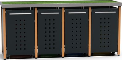 Müllbox Typ-LW, 2x 240l + 2x 120l, Türfarbe Anthrazit Pflanzenwanne - 2 x