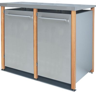 Müllbox Typ-LD, 2x 120l, Türfarbe Edelstahl Edelstahl - Lärche