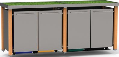 reinkeDESIGN | Tonnen-Verkleidung vierer, 4x120L | Typ H | m Pflanzenwanne - B-De