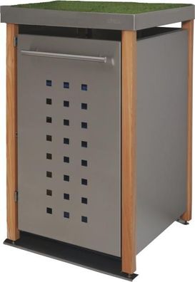 Mülltonnenverkleidung Typ-LW, 1x 120l, Türfarbe Edelstahl Pflanzenwanne - Edel