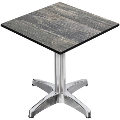 CPBL | HPL Bistro Tisch | B: : 60 x 60 x 78 cm | Rustikal Kiefer / Aluminium | Klap