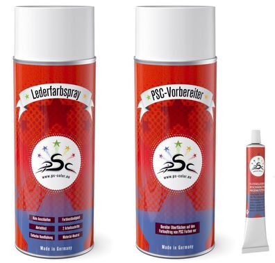 Set 3 : 400ml Lederfarbe Zinkgelb RAL 1018 & 400ml Leder-Reiniger & 8gr Flüssigled
