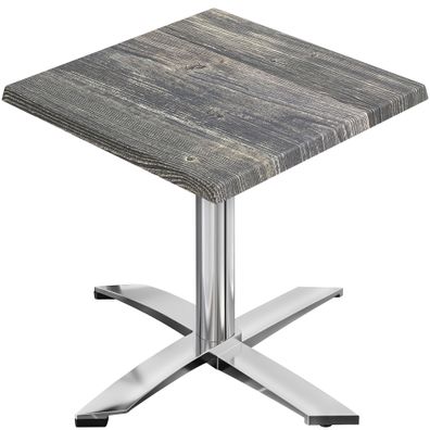 WTG | Bistro Außen Tisch | B: T: H: 60 x 60 x 75,5 cm | Rustikal Kiefer / Aluminium
