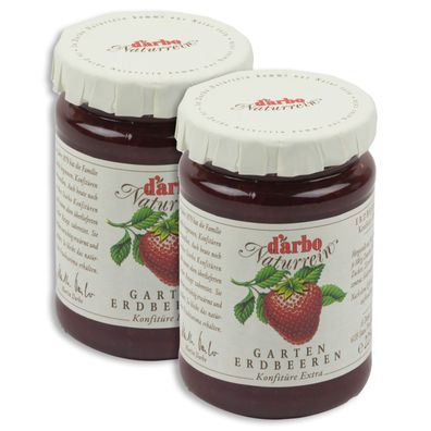 Food-United DARBO Konfitüre EXTRA Naturrein Garten-Erdbeere für Singles 2x 225g