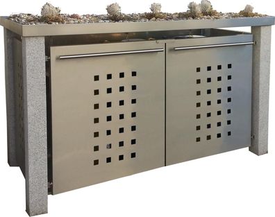 Mülltonnenbox Typ-SW, 1x 240l + 2x 120l, Türfarbe Edelstahl Edelstahl - Pflanzen