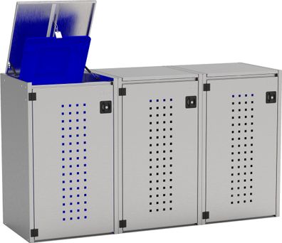 reinkeDESIGN | Mülltonnenhaus dreier 3x120L | Typ X | mit Ki Edelstahl - 3 x 120l