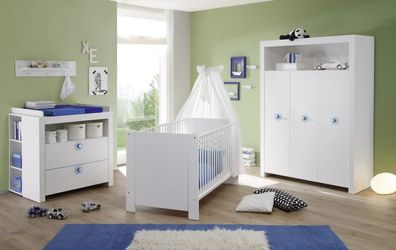Babyzimmer Kinderzimmer komplett Set Babymöbel Komplettset umbaubar KIM 1 weiß 