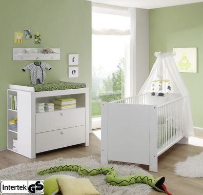 Baby Kinder Kleiderschrank in weiß 3-türig 130 cm Babyzimmer Kinderzimmer Olivia 