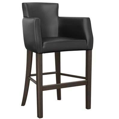 2er-Set VIOLA | Gastro Barhocker | Leder | Holz | Schwarz | mit Lehne | Gastro Barho