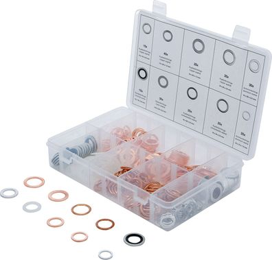 BGS-85225 | Dichtring-Sortiment, Kupfer, Aluminium, Nylon, 250-tlg