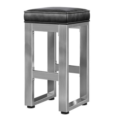 MORENA | Gastro Barhocker | B: 40 x 81cm | Edelstahl/ Anthrazit | Ledersitz: Schwar
