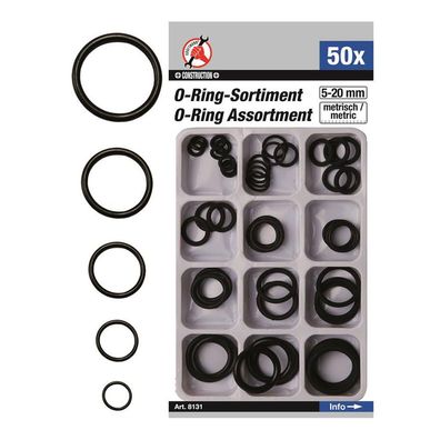 BGS-8131 | O-Ring Sortiment 5-20 mm Ø 50-tlg