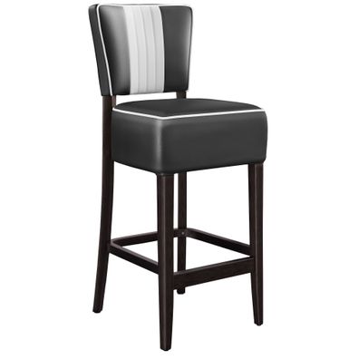 2er-Set American 2 | Diner Barhocker | Schwarz | Leder | American Barhocker, America