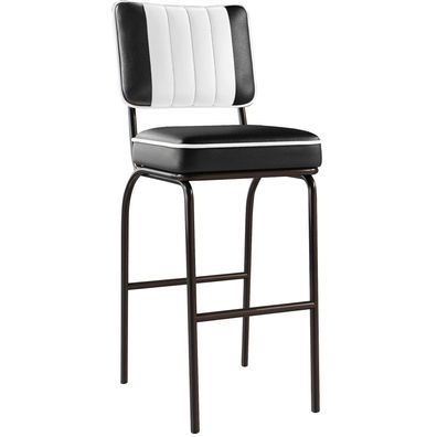 2er-Set DINER | Diner Barhocker | Schwarz | Leder | American Barhocker, American Din