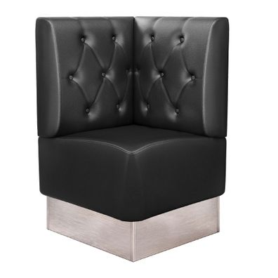 DALLAS | Gastro Eckbank | B: 64 x 103 cm | Schwarz | Chesterfield Raute | Leder | B
