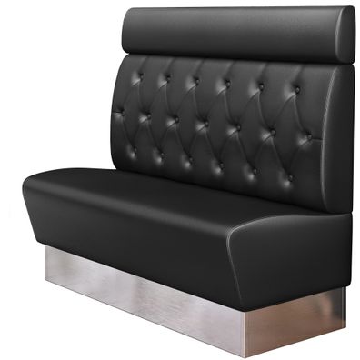 DALLAS | Gastrobank | B: 120 x 128 cm | Schwarz | Chesterfield Raute | Leder | Gast