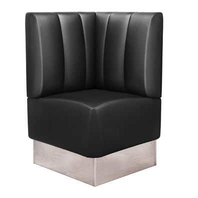 DALLAS | Gastro Eckbank | B: 64 x 103 cm | Schwarz | Gestreift | Leder | Bistro Eck