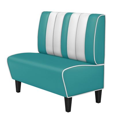 American 1 | Dinerbank | B: 100 x 103 cm | Gestreift | Türkis | Leder | American Di