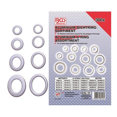 BGS-8143 | Aluminium-Dichtring-Sortiment 300-tlg