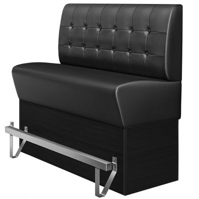 DENVER | Gastro Hochbank | B: 120 x 133 cm | Schwarz | Chesterfield Button | Leder