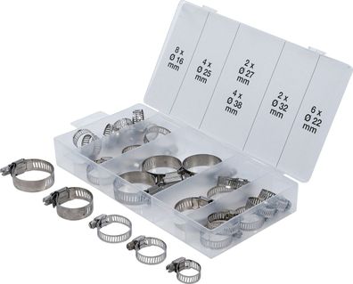 BGS-8055-1 | Schlauchklemmen-Sortiment | rostfrei | Ø 16 - 38 mm | 26-tlg