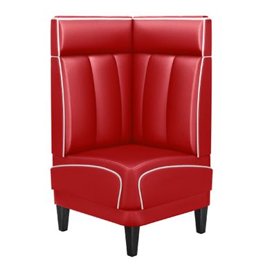 DINER 1 | Diner Eckbank | B: 64 x 123 cm | Gestreift | Rot | Leder | American Diner