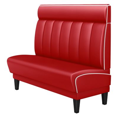 DINER 1 | Dinerbank | B: 120 x 123 cm | Gestreift | Rot | Leder | American Diner Mö