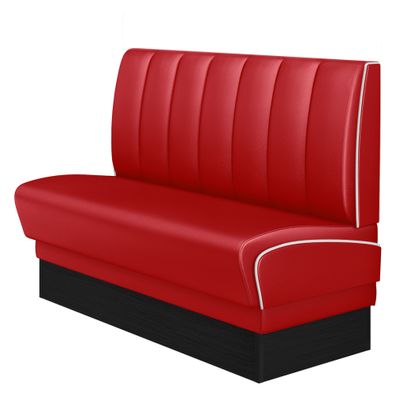 DINER 2 | Dinerbank | B: 120 x 103 cm | Gestreift | Rot | Leder | American Diner Mö