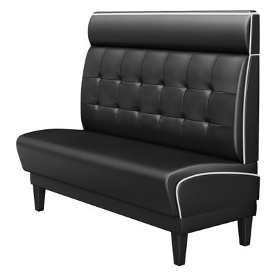 DINER 1 | Dinerbank | B: 120 x 123 cm | Chesterfield NO Button | Schwarz | Leder |