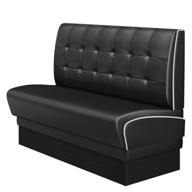 DINER 2 | Dinerbank | B: 120 x 103 cm | Chesterfield NO Button | Schwarz | Leder |